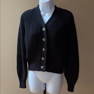 Everlane Black Button-Up Women's Cable Knit Cotton Blend Sweater Women’s Sz XS